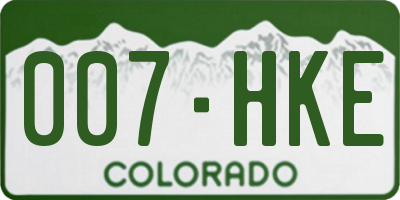 CO license plate 007HKE