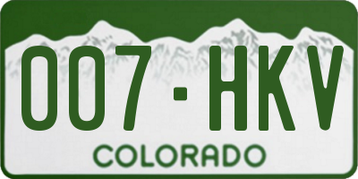 CO license plate 007HKV