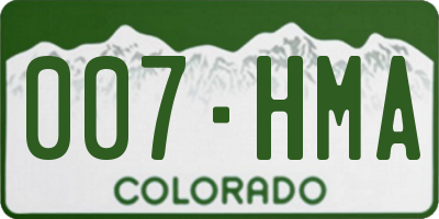 CO license plate 007HMA