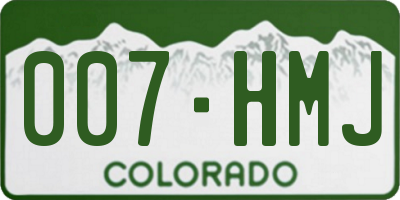 CO license plate 007HMJ