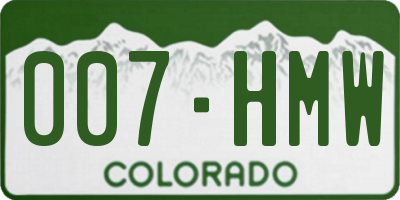 CO license plate 007HMW