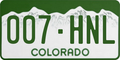 CO license plate 007HNL