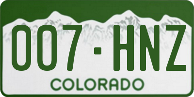 CO license plate 007HNZ