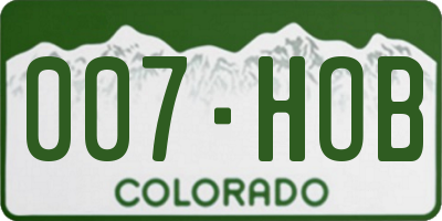 CO license plate 007HOB