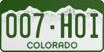 CO license plate 007HOI