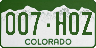 CO license plate 007HOZ