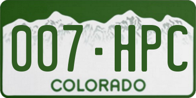 CO license plate 007HPC