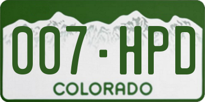 CO license plate 007HPD