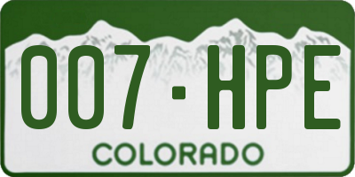 CO license plate 007HPE