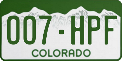 CO license plate 007HPF
