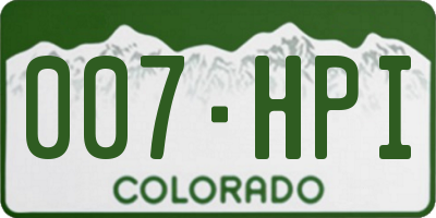 CO license plate 007HPI
