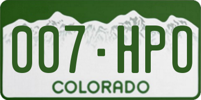 CO license plate 007HPO