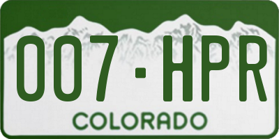 CO license plate 007HPR