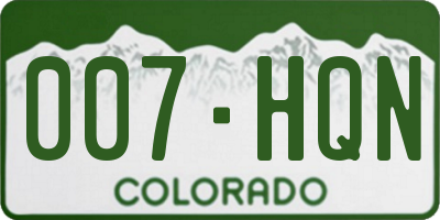 CO license plate 007HQN