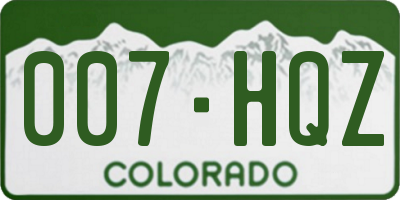 CO license plate 007HQZ