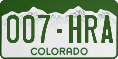 CO license plate 007HRA