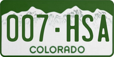CO license plate 007HSA