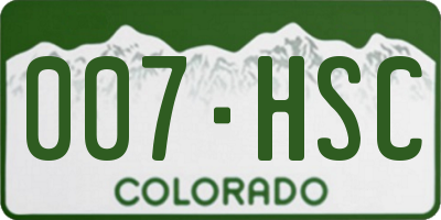 CO license plate 007HSC