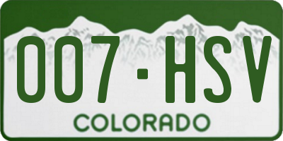 CO license plate 007HSV
