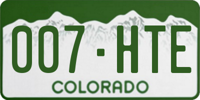 CO license plate 007HTE