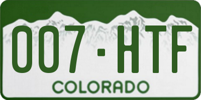 CO license plate 007HTF