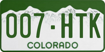 CO license plate 007HTK