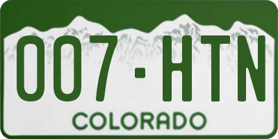 CO license plate 007HTN
