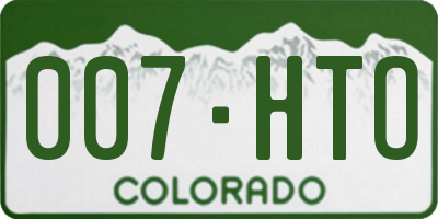 CO license plate 007HTO