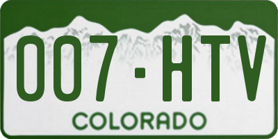 CO license plate 007HTV