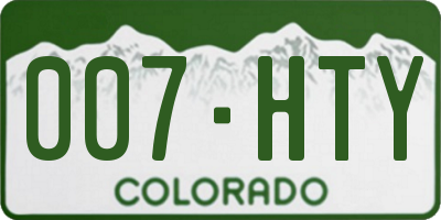 CO license plate 007HTY