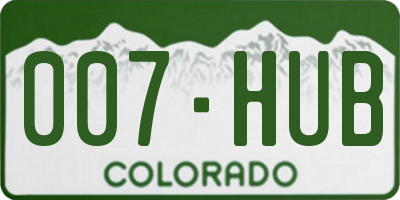 CO license plate 007HUB