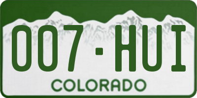 CO license plate 007HUI
