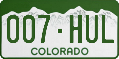 CO license plate 007HUL