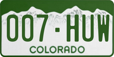 CO license plate 007HUW
