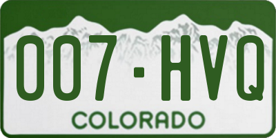 CO license plate 007HVQ