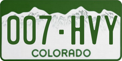 CO license plate 007HVY