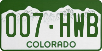 CO license plate 007HWB
