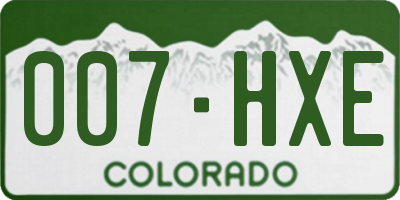 CO license plate 007HXE