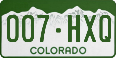 CO license plate 007HXQ