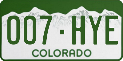 CO license plate 007HYE