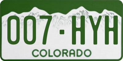 CO license plate 007HYH