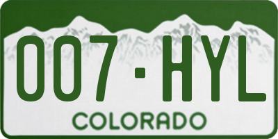 CO license plate 007HYL