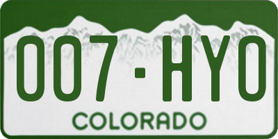CO license plate 007HYO