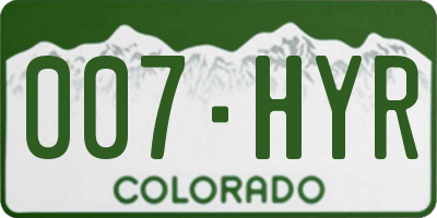 CO license plate 007HYR