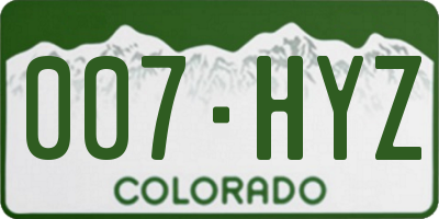 CO license plate 007HYZ