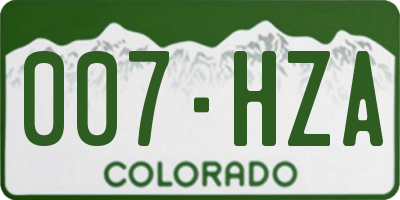 CO license plate 007HZA