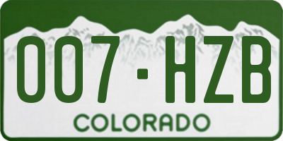 CO license plate 007HZB