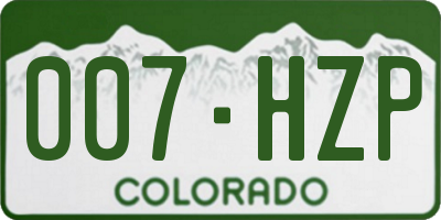CO license plate 007HZP