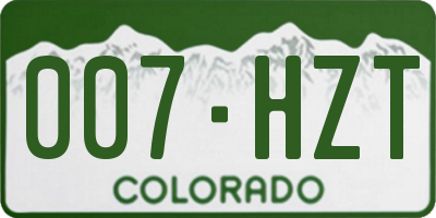 CO license plate 007HZT