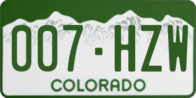 CO license plate 007HZW